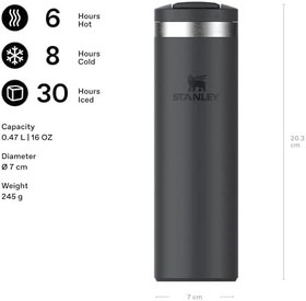 Resim Stanley The Transit FlipTop Mug Termos Bardak, 0.47 L, Siyah 2.0 