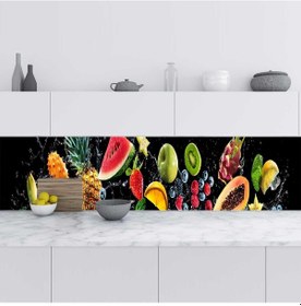 Resim Mutfak Tezgah Arası Folyo Fayans Kaplama Folyosu Taze Meyveler 