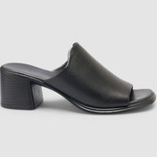 Resim Cabani %100 Hakiki Deri Topuklu Siyah Kadın Terlik Siyah 