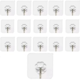 Resim Epazzar Kendinden Yapışkanlı 15 Adet Askı Şeffaf Banyo Mutfak Havlu Askısı Tekli Askı 6*6 cm 