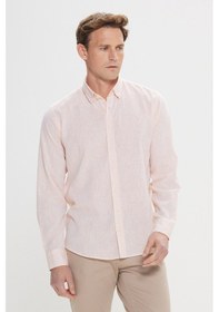 Resim AC&Co / Altınyıldız Classics Erkek Turuncu Comfort Fit Rahat Kesim Pamuklu Gizli Düğme Yaka Gömlek - Turuncu 