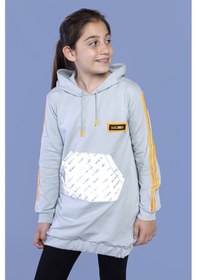 Resim Toontoy Kız Çocuk Kanguru Cepli Reflektör Detaylı Sweatshirt Gri 