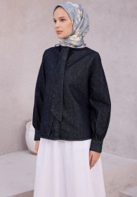 Resim BELLİ Çiçek Desen İpek Twill Eşarp 4210d01 Lacivert 