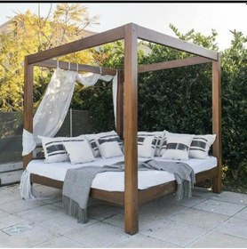 Resim BERZBUĞ LÜKS Banu Ahşap Bahçe Yatak 200wX200dX200h Şezlong 