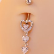 Resim 1 adet Elegant Kalp Şeklinde Sentetik Kübik Zirkonyum Göbek Deliği Yüzüğü, Bakır Göbek Çubuğu, Hipoalerjen Parlak Beyaz Piercing Takı, Günlük Giyim ve Parti Etkinlikleri için 