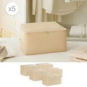 Resim 5'li Küçük Boy Bej Balıksırtı Hurç Set 30 X 22 X 18 Cm Ocean Home Textile