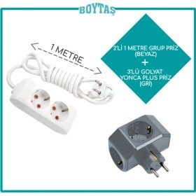 Resim Viko 2'li Beyaz Grup Priz + Gri Yonca Plus Golyat 