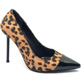 Resim Feles İnce Topuklu Leopar Desenli Stiletto Kadın Ayakkabı Leopar 