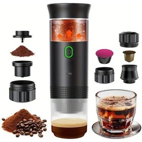 Resim Motion003 Taşınabilir Espresso Makinesi Siyah Usb Type-c Şarj Isıtma Sıcak Soğuk Çay Kahve Tozu Kapsül Uyumlu Rv Ofis Yürüyüş 