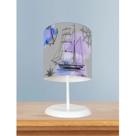 Resim Bebek ve Çocuk Odası Korsan Gemi Desenli Abajur 