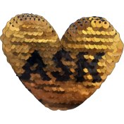 Resim Aplike Ütü Ile Yapışan Aşk Yazılı Pullu Sarı Arma 4x4 cm 