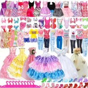 Resim 50 adet bebek kıyafeti ve aksesuarları moda tasarım kiti, 11.5 inç bebek giydirme için uygun, 2 düğün elbisesi, 10 askılı etek, 3 mayo, 10 askı, 10 çift ayakkabı ve 5 gözlük dahil 