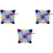 Resim Unichrome 3 Adet 120mm Rainbow Rgb Kasa Fanı 12 Cm Renkli Gökkuşağı Fanı 