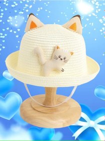 Resim Mood Agenda Tezzgelsin Çocuk Kedi Figürlü 1 - 3 Yaş Yazlık Hasır Şapka Ekru 