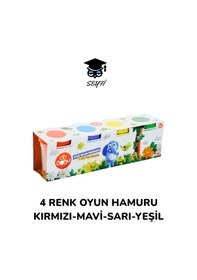 Resim Büyük Boy Oyun Hamuru 4 Renk X 1o0 Gr Sarı Mavi Kırmızı Yeşil Renkler 