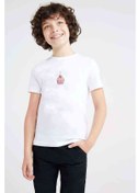 Resim Watercolor Cupcake Baskılı Unisex Çocuk Beyaz T-Shirt 