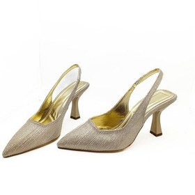 Resim Altın Renk Simli Kadeh Topuk 36- 37-38-39-40 Numara Kadın Abiye Ayakkabı Altın 