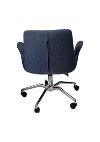 Resim Bilgisayar Sandalyesi Örümcek Yıldız Ayaklı Lacivert Keten Kumaş 