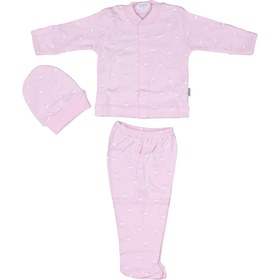 Resim Sebi Bebe Bebe Bebek Pijama Takımı Bulutlu 3'lü Kendinden Eldivenli Pamuklu 