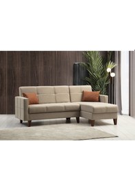 Resim Polya Sandıklı Bazalı L Köşe Koltuk Ve Berjer - Bej 