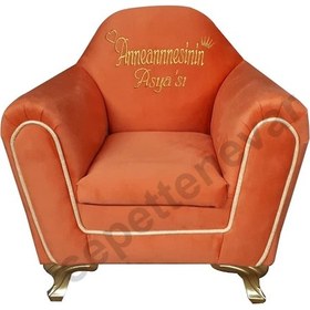 Resim Isme Özel Şeritli Çocuk Koltuğu Turuncu (316554168) 
