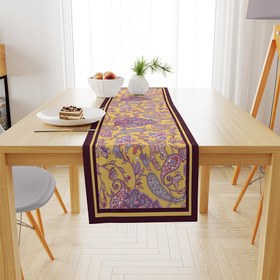 Resim Mor Damask Desen Runner | Pufaloji 