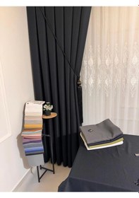 Resim Nivemeshome Roma Keten 1/3 Sık Pileli Antrasit Fon Perde Apm Antrasit 