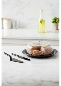 Resim Akrilik Mat Siyah Kek Fanusu Ve Servis Seti - 33 X 39 X 14 Cm Siyah 