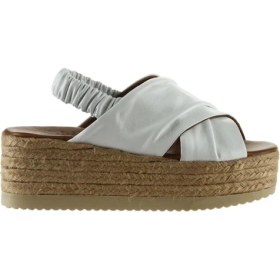 Resim Bueno Shoes Beyaz Deri Kadın Dolgu Topuklu Sandalet 