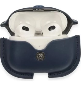 Resim Airpods 3 (3.nesil) Çanta Deri Kılıf Lacivert 
