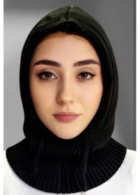 Resim Uniquetrenders Balaclava Fitilli Triko Tesettür Örgü Bere Başlık Siyah 