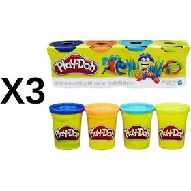 Resim 3 Adet Hasbro Play-doh 4'lü Oyun Hamuru +2 Yaş Toplam 12 Hamur 