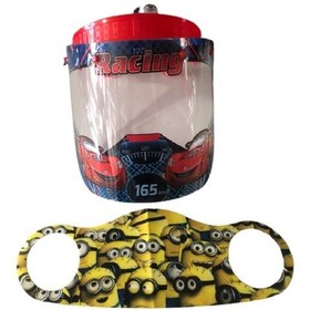 Resim Gürbey Racing Baskılı Çocuk Siperlik + Minyonlar Desenli Çocuk Maske 