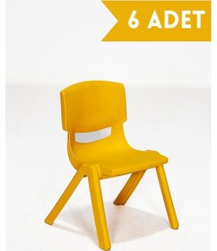 Resim Junior 6 Adet Kreş Anaokulu Çocuk Sandalyesi Sert Plastik Sarı 