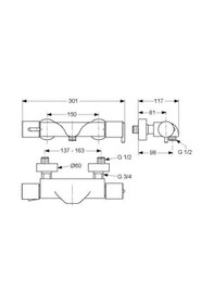 Resim Ideal Standard Jado Glance Termostatik Duş Bataryası - A5329aa- Krom 