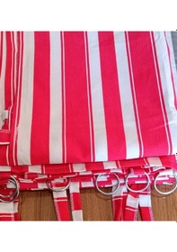 Resim Ceylan Home Balkon Perdesi Bağcıklı Halkalı Ölçü Seçenekli Kırmızı Çizgili Kırmızı 