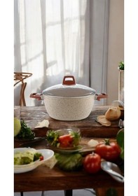 Resim Gümüşer Yanmaz Yapışmaz 22 Cm Granit Derin Tencere Bej 