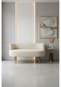 Resim Azra Mobilya Sydney Modern İkili Koltuk Kanepe Modern Welsoft Yumuşak Kumaş Krem Krem 