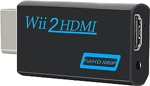 Resim Wii'den HDMI Adaptörüne, Wii'den HDMI'ya Dönüştürücü, Tüm Wii Ekran Modlarını Destekler 3.5mm Ses Çıkışı ve Wii Monitör, TV, Projektör için Hdmi (Siyah) 