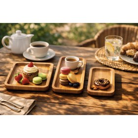 Resim Opss! Art Masif Kayın Ağacından Sunumluk 3'lü Set Cupcake 