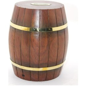 Resim 9063039581750lmr - Larimar Pirinç Ahşap Fıçı Kumbara 18 Cm 