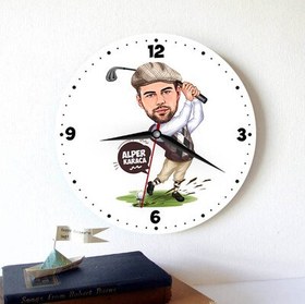 Resim Golf Sever Erkek Karikatürlü Duvar Saati 