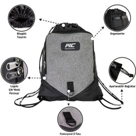 Resim MUSCLECLOTH Sackpack Spor Çanta Siyah Gri 