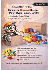 Resim Kidz 24 Lü 4x150 Gr Büyük Boy Oyun Hamuru Koli Toplam 96 Kutu 4 Renk Kurumsal Mega Paket Beyaz 