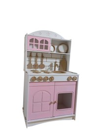 Resim İki Kapaklı Boyalı Ahşap Oyuncak Mutfak 