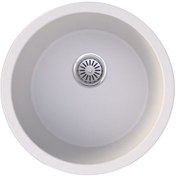 Resim Gradde Beyaz Oval 47CM Çapında Tezgahaltı.Üstü.Sıfır Granıt Eviye Gr47C 