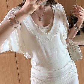 Resim Kadınlar için Dar Kesim V Yaka Kısa Kollu Tişört - Siyah, Günlük Yazlık Üst, Esnek ve Nefes Alabilen Viskon Karışımı, Makinede Yıkanabilir, Günlük Giyim İçin Mükemmel 