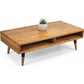 Resim Mobenta Slot Brew Masif Ahşap Orta Sehpa, 2 Gözlü Depolama - 120x60, Tk Ahşap 