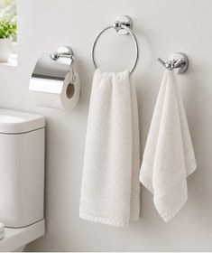 Resim Delux 3 Lü Banyo Seti Krom Tuvalet Kağıtlığı Halka Havluluk Ve Havlu Askılığı 