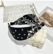 Resim Snapbuy Boho Yay Baskılı Geniş Kenarlı Saç Bandı - Kadınlar Ve Kızlar İçin Vintage Aksesuar10000mah Black 